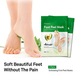 KRONA Avocado Foot Peel Mask, Safe & Natural For Men & Women,  2 Packs